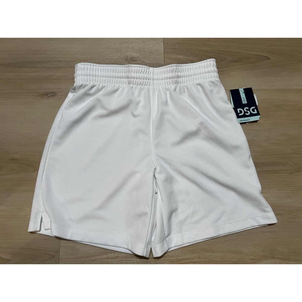 New‎ Girls DSG Basketball Shorts White Size Large Youth Kids Unisex Drawstring